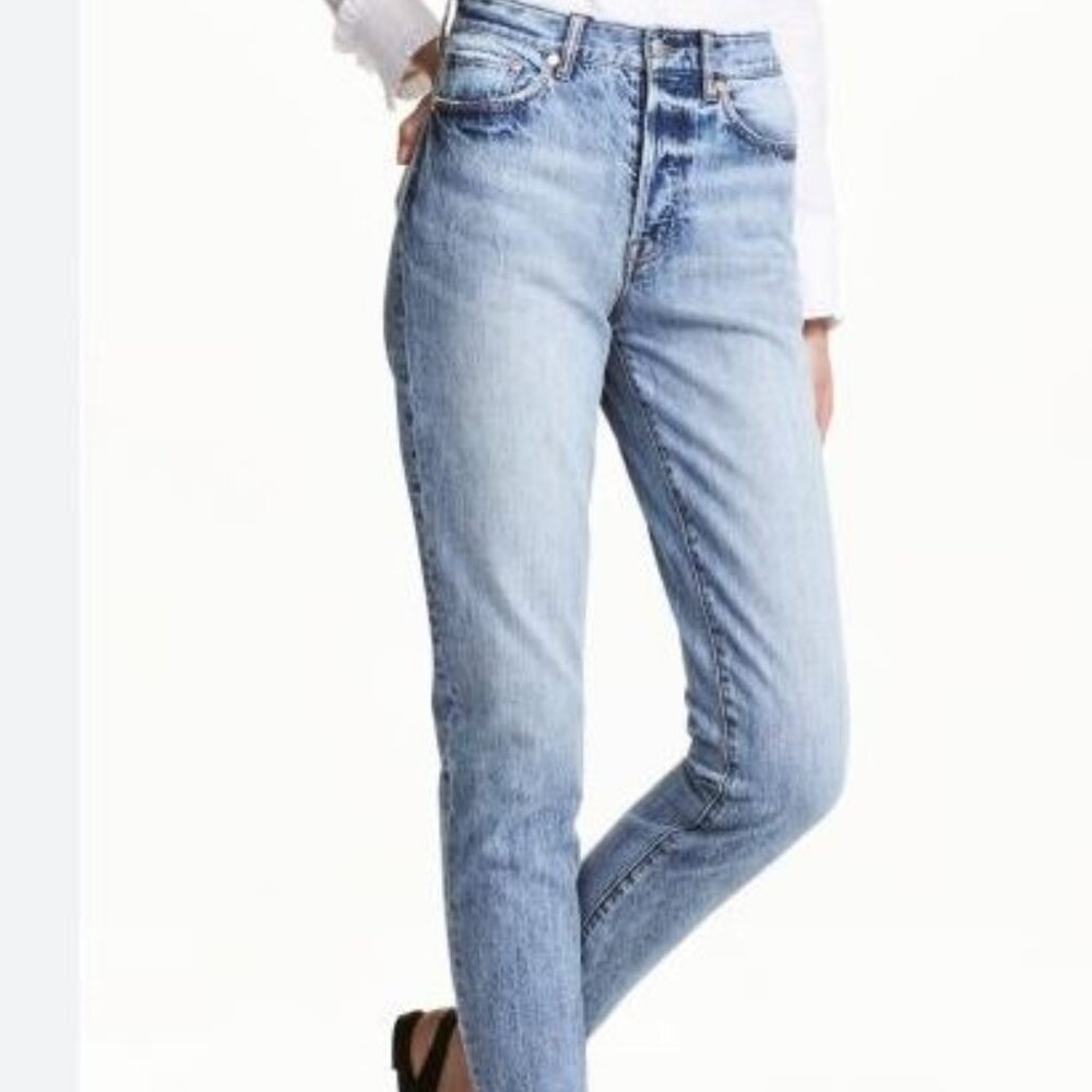 H & M Stretch Mom Jeans Regular Waist Ankle Length US Size 2 NWT